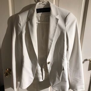 Zara White Blazer with Gold Button XS
